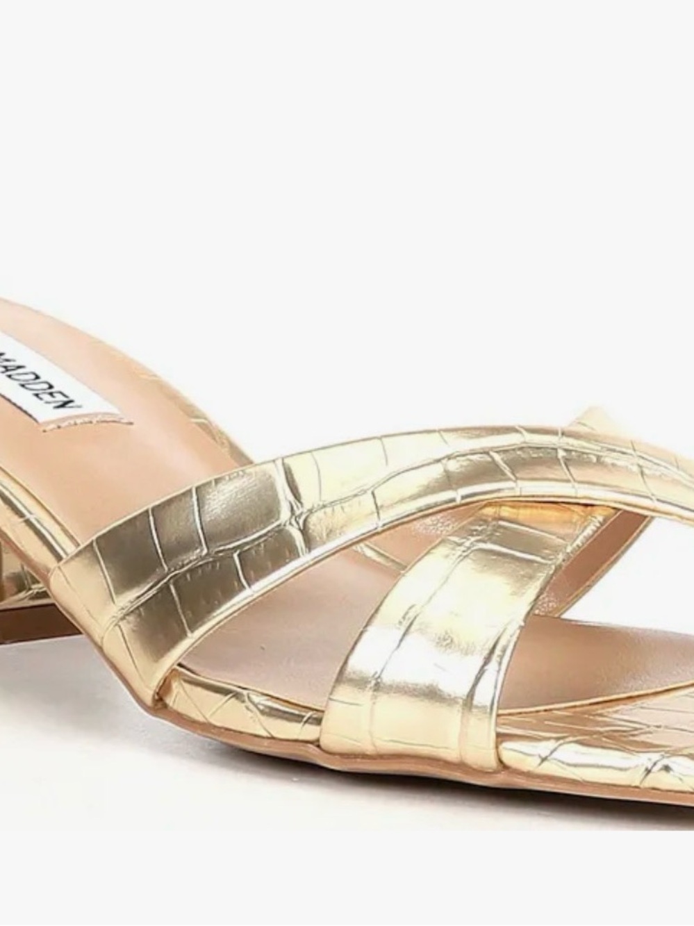 Steve Madden Gaia Metallic Gold Croc-Embossed Sandals NWOT